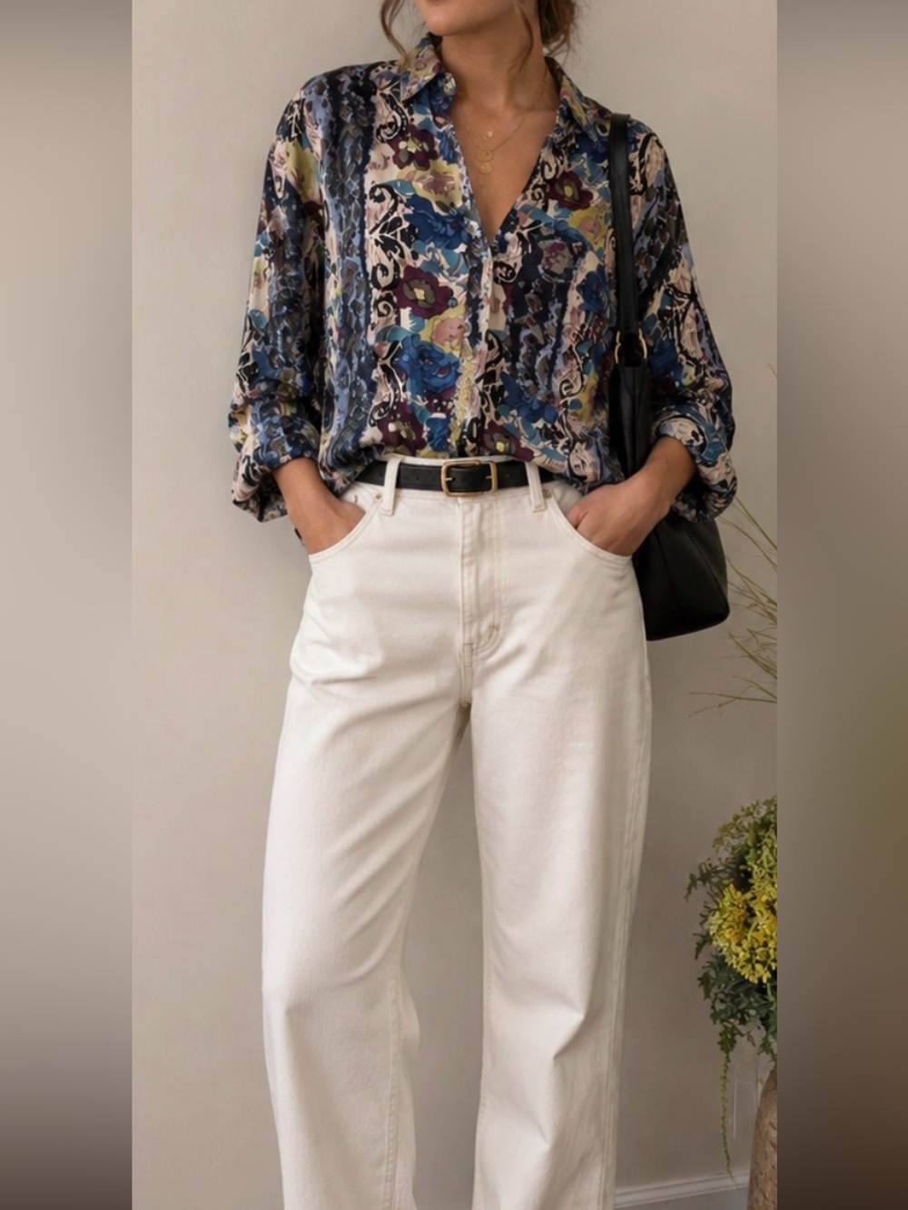 VTG 90’s Jane Ashley • 100% Silk Button Down Tunic